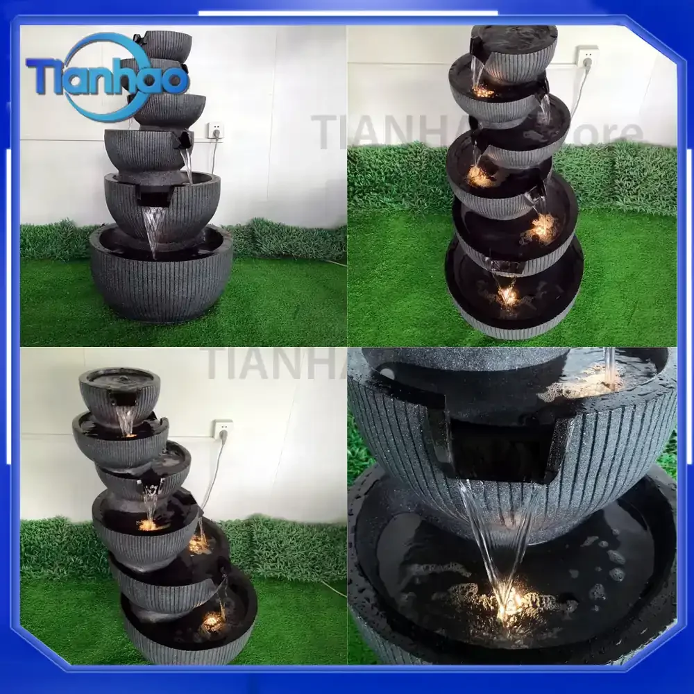 Resin Outdoor Water Fountain Decor for Hotel Balcony Garden Landscape Decoration for European Style Floor Fountain