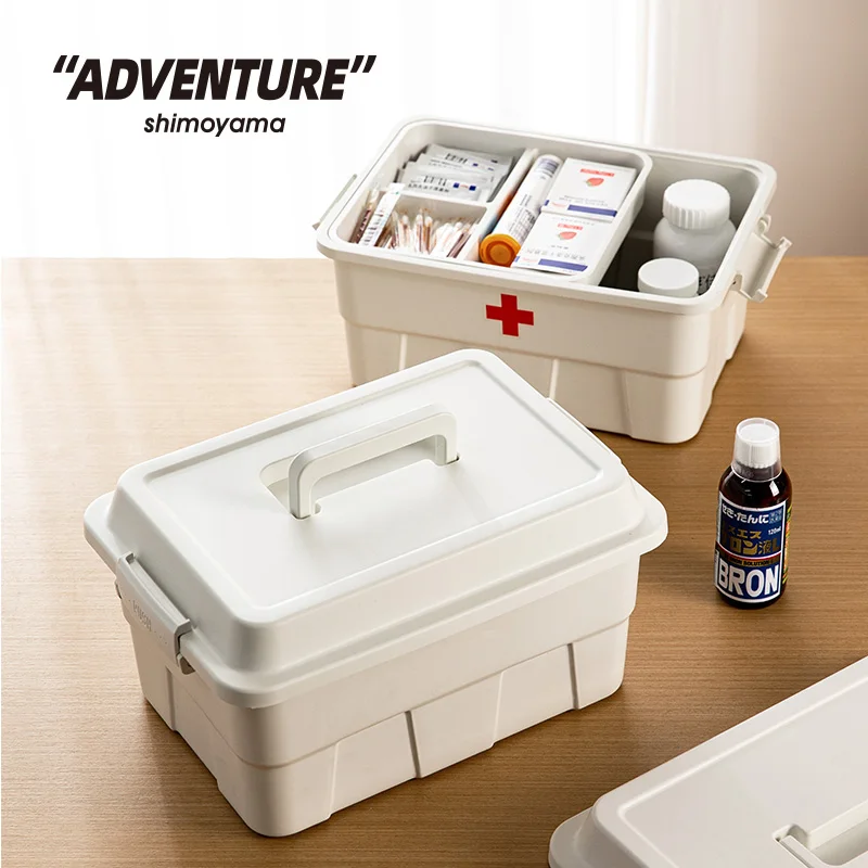 

SHIMOYAMA Plastic Multipurpose Portable Craft Room Toolbox Sewing Box Medicine Organizer With Removable 3 Compartment Tray