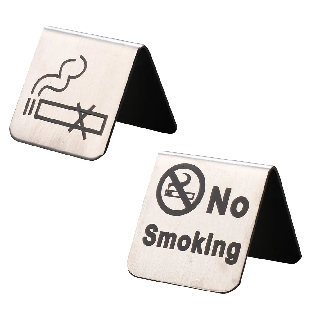 2 قطعة سطح المكتب ممنوع التدخين علامة الفولاذ المقاوم للصدأ غير التدخين الجدول خيمة مزدوجة الوجهين للاستخدام المنزلي مكتب #4