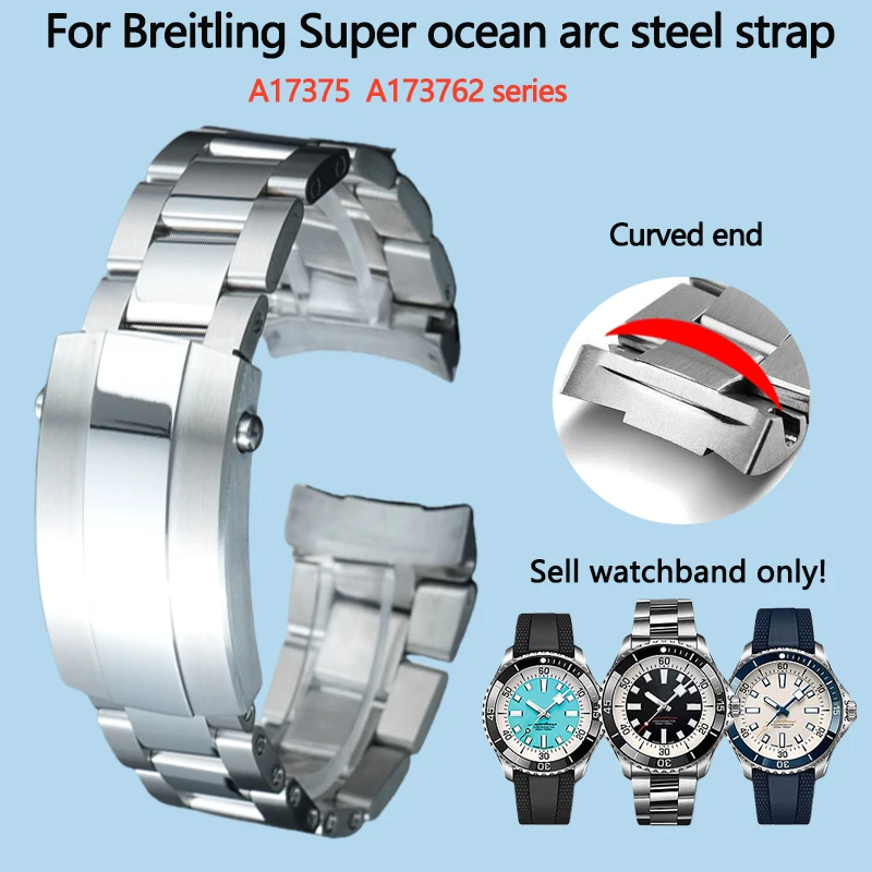 22mm high-quality metal strap for Breitling Super Ocean Arc end Steel Belt A17375 A173762 stainless steel waterproof watchband
