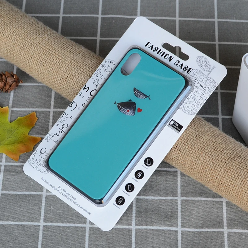 50Pcs/lot Mobile Phone Case Packaging Box Gift Box with Window Cardboard and PVC Tray Display box with Hook up For iphoneX/6/7/8