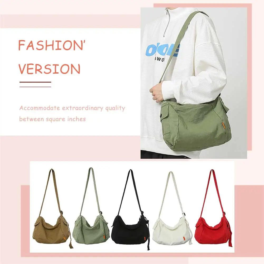 Canvas Women Messenger Bags Fashion Commute Bag Casual Simple Adjustable Strap Soft Portable Large Capacity for Weekend Vacation