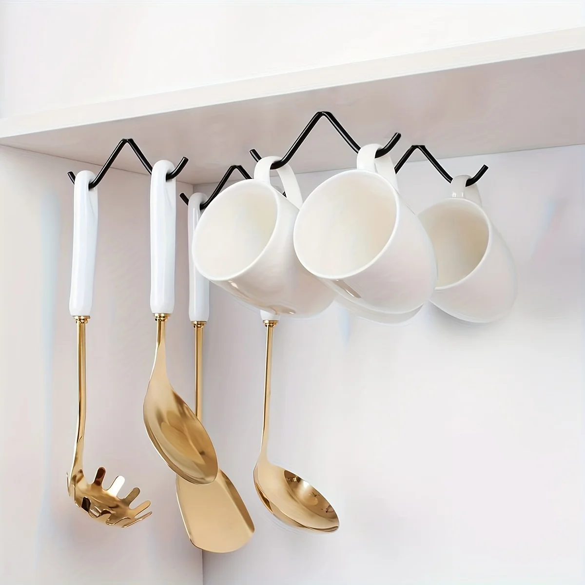10 Pack W-Shaped Heavy Duty Steel Under Cabinet & Overhead Hooks - Multi-Purpose Kitchen/Ceiling/Garage Hooks for Storage