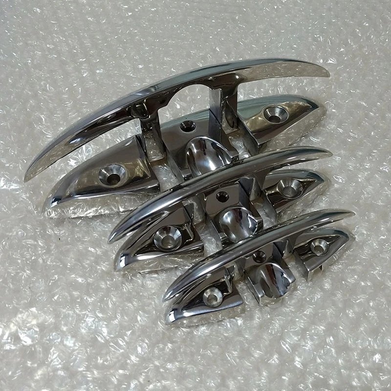 2PCS Stainless Steel 316 Flush Boat Cleats 5 inch 6 inch 8 inch Marine Yacht Sailboat Ships Floating Dock Cleat Boat Accessories