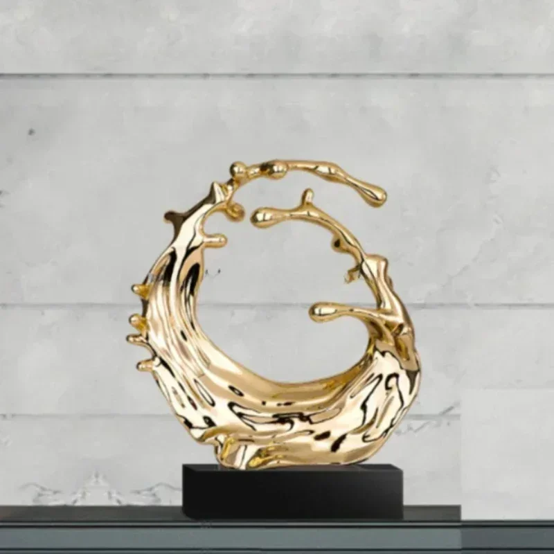 Hot SalesResin Electroplate Crafts Water Sculpture For Home Decoration Metal Art Statue