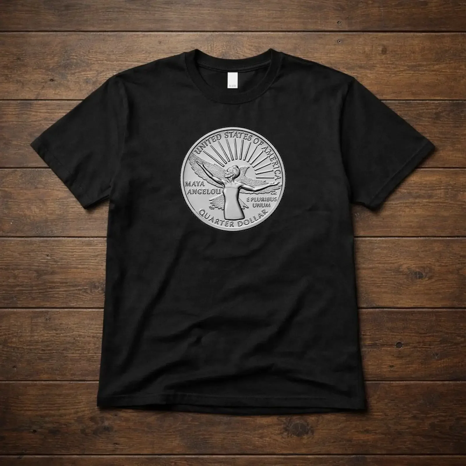Maya Angelou Quarter T Shirt 2022 American Women's Coin Collector's  vintage Washed Versatile Stretched Unisex Soft Breathable