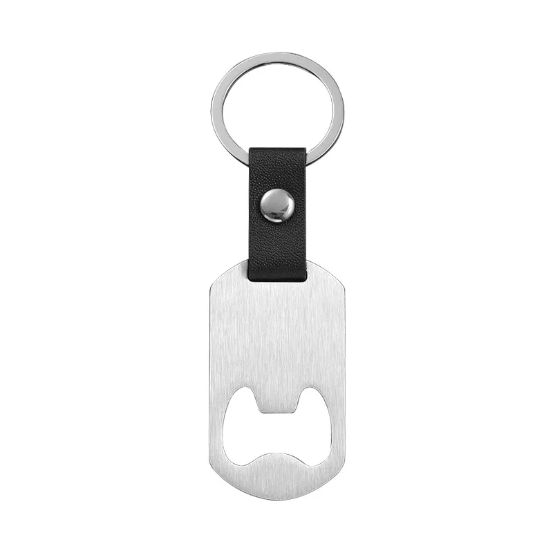 100pcs Beers Bottle Opener Leather Stainless Steel Keychain Car Key Chain Vintage Personalize Company Keyring