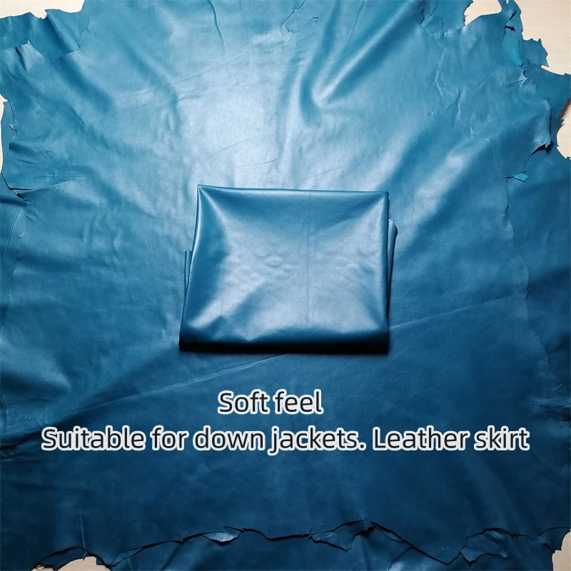 0.5mm Blue-Green Ultra-Thin Sheepskin. First Layer Leather. Real Leather Fabric. Handmade DIY For Down Jackets. Whole Sheepskin - view 4