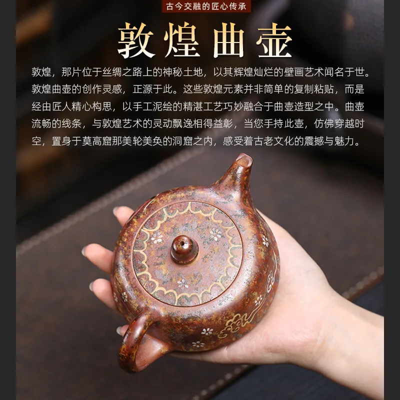 Yixing-maceta de arcilla púrpura, mineral famoso, Beige, pintura antigua para quemar leña, Dunhuang Kweichow Moutai, cubierta de tarjeta con agujero de bola croyed