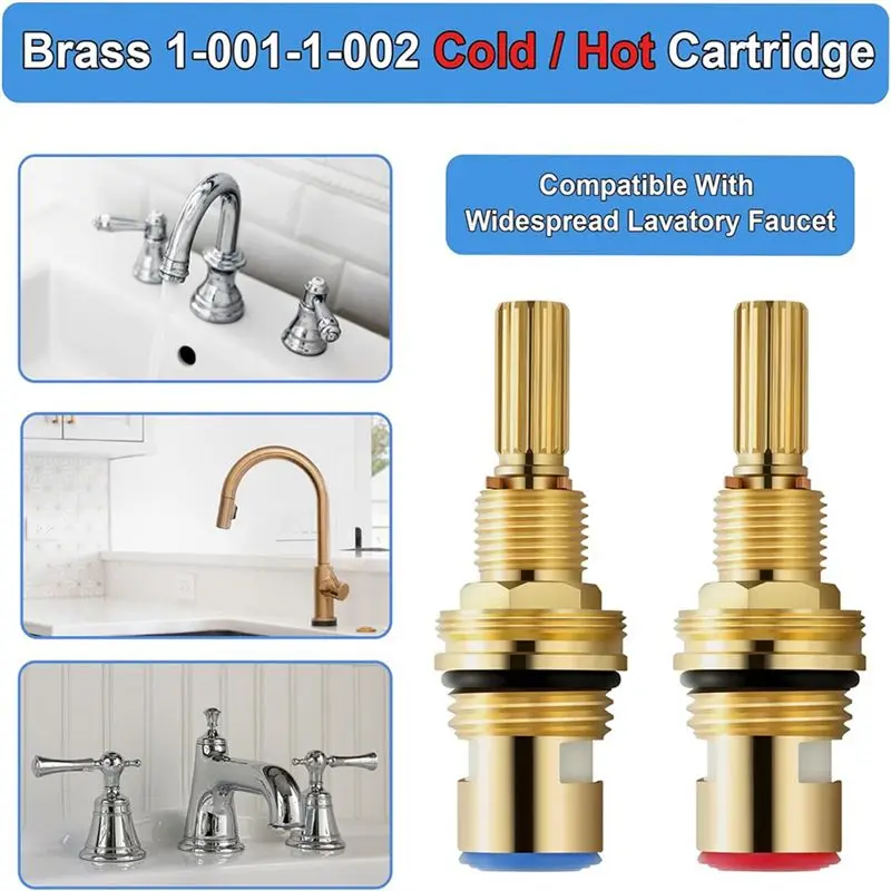 THIVN-4X Brass 1-001 & 1-002 Valve Cartridge, Compatible For Newport Brass Faucets, Durable Brass Construction