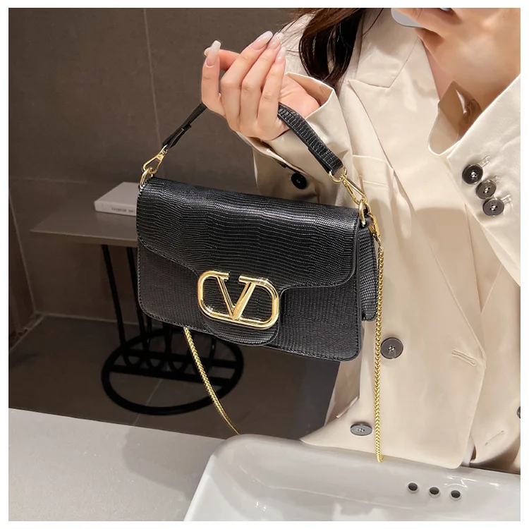 

2025 Новая женская интернет-сумка знаменитостей - маленькая квадратная сумка с узором ящерицы, на одно плечо, элегантный зарубежный стиль