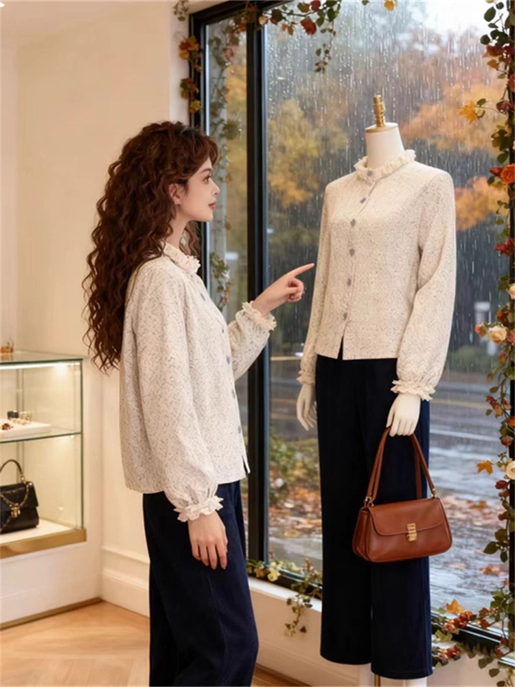 

Свободный женский топ в стиле ретро Hong Kong Sle Long Sve с деревянным дизайном, моющийся зимний топ от Hotfire Beau