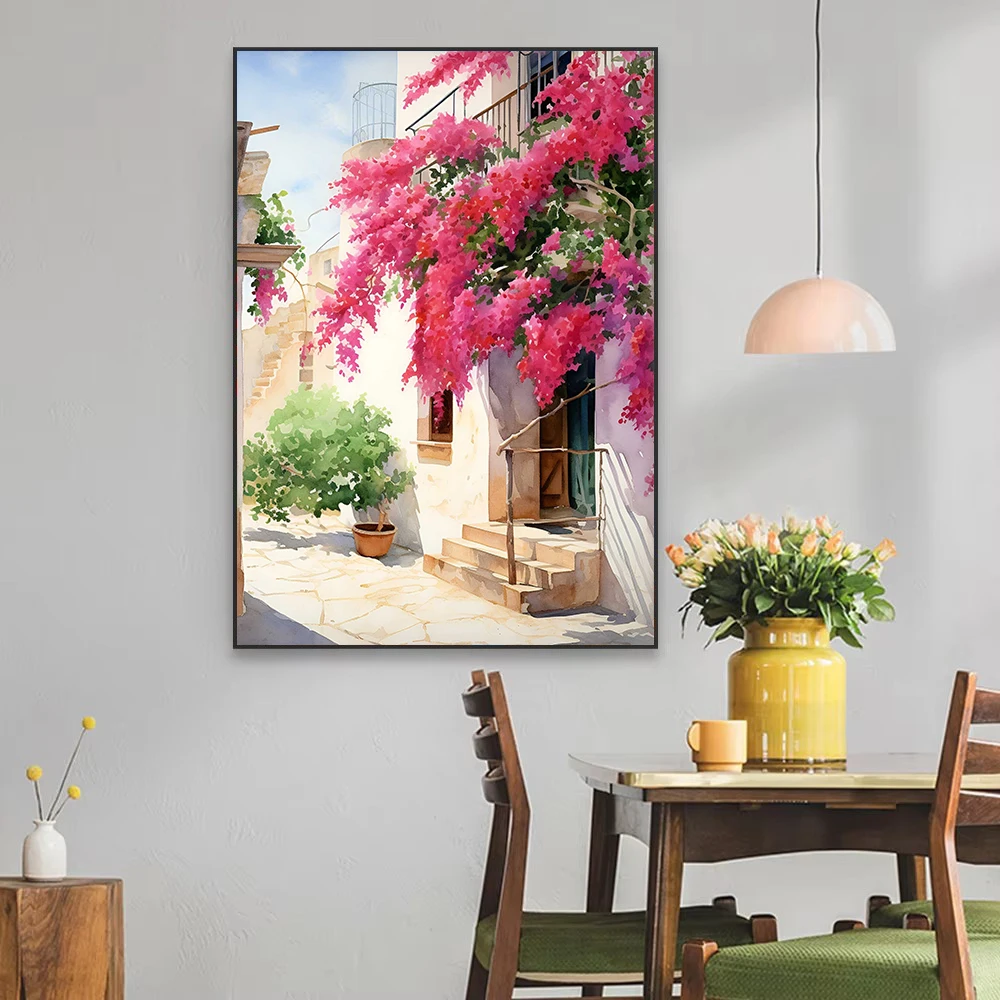 Retro Mediterranean Greece Italian Lemon Olive Tree Landscape Poster Canvas Painting Wall Art Pictures Home Interior Decor