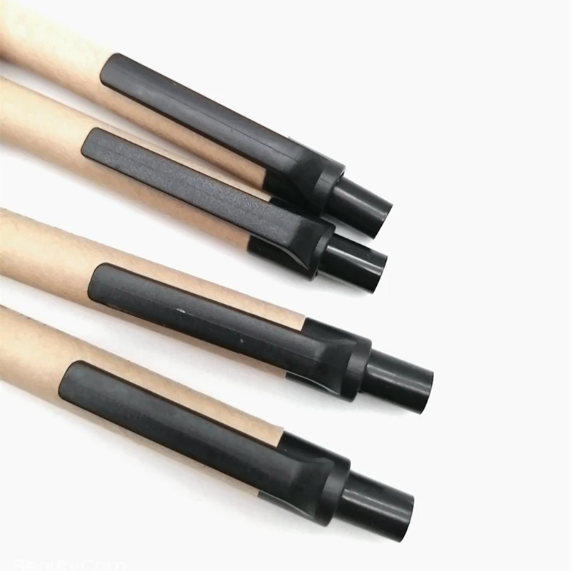100Pack Ballpoint Pen Retractable Ballpoint Pen,Black Ink Click Pens Recycled Kraft Paper Pens for Office School Supplie-A69M