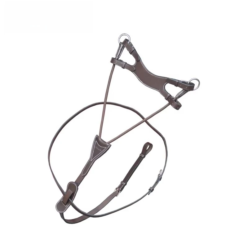 Classic Low Head Leather Anti-Wear Stopper with Elastic Adjustment, Round Elastic Fork Prevents Horse from Raising Head