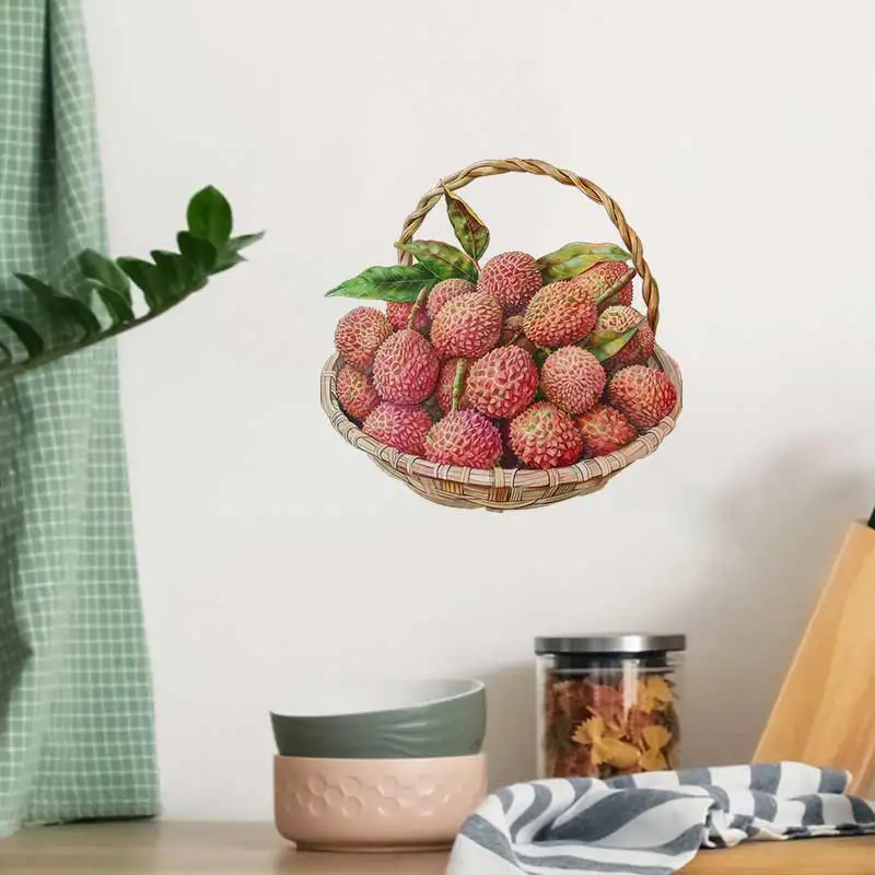 New Style Lychee Basket Pastoral Style Wall Stickers Kitchen Decoration Dining Room Living Room Cabinet Refrigerator Decal M1334