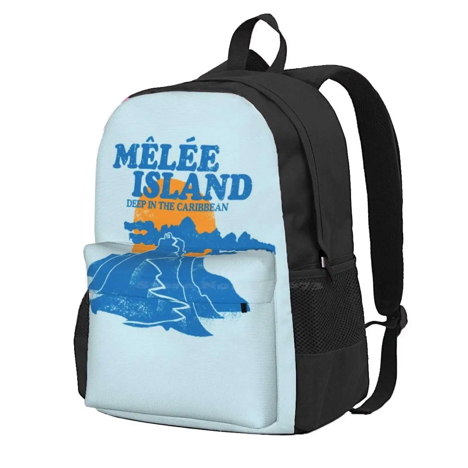 Mêlée Island Hot Sale Schoolbag Backpack Fashion Bags Monkey Island Pirate Retrogaming Guybrush Threepwood 90S Vintage Caribbean