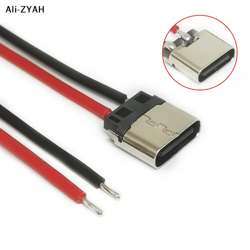 【Aym】5Pcs 2026 New USB JACK Type-C 2Pin 2P Welding Wire Female Connector 180 Degree For Phone Charging Port Charging Socket