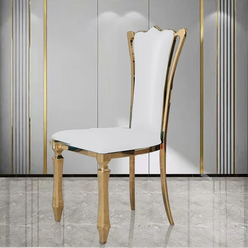 Nordic Stainless Steel Dining Chair Simple Modern Kitchen Furniture Home Backrest Dining Chair Hotel Banquet Hall Wedding Chairs