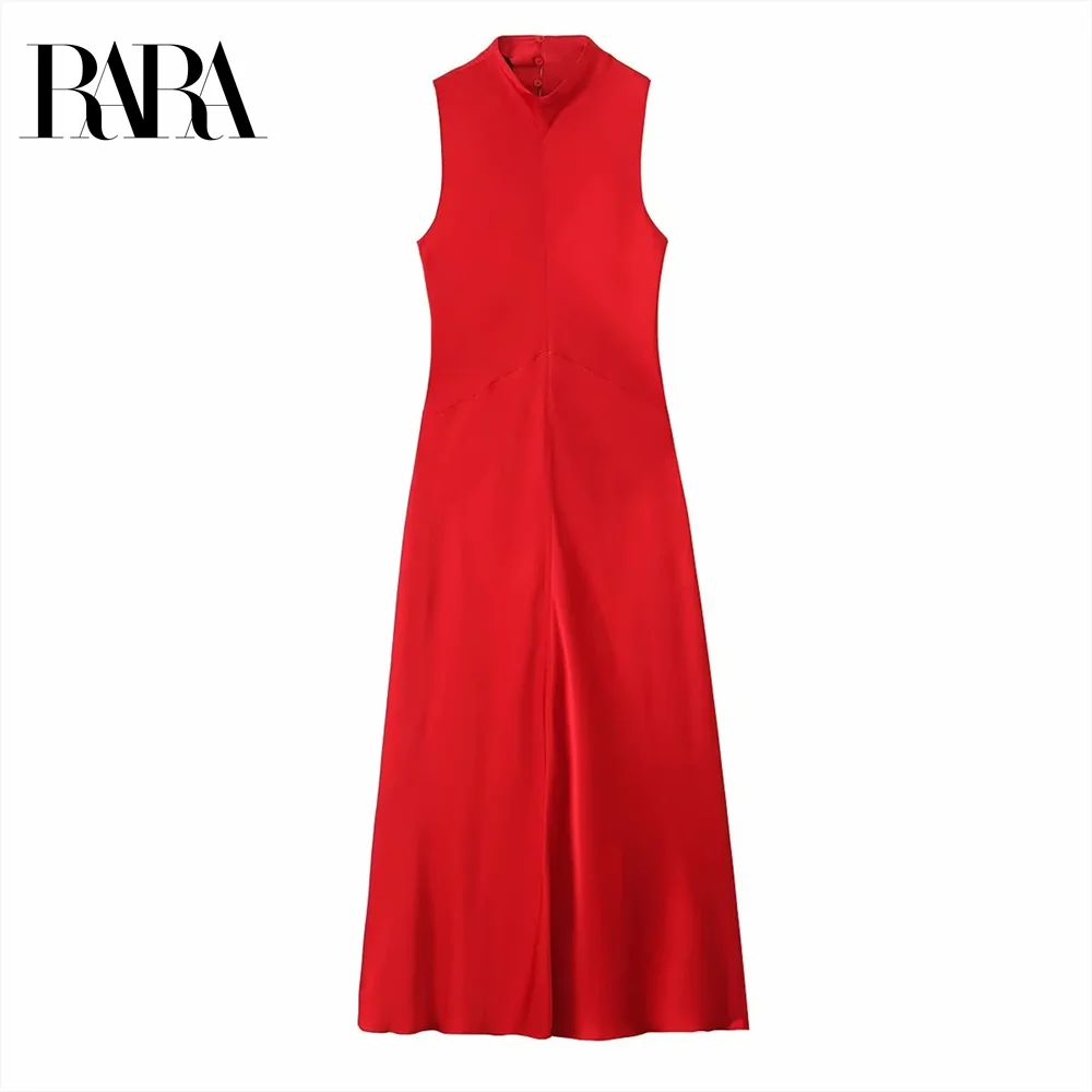 

2024 RARA silk satin texture sleeveless loose dress temperament simple A-line dress women's winter new style