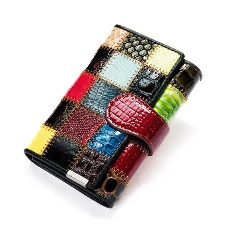 Ladies hand women short wallets evening clutches women's clip mobile phone bag leather wallet patchwork female purse