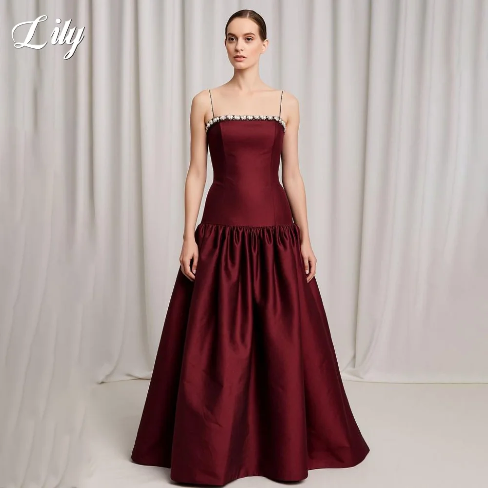 

Вечернее платье цвета бордового цвета с лилией, платье для выпускного вечера на бретельках, украшения из бисера, свадебное вечернее платье, robes de soirée по индивидуальному заказу