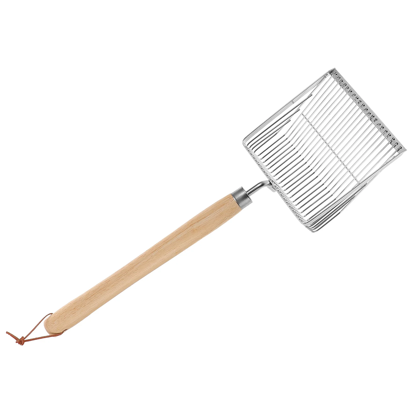 Tamiz de arena portátil de acero inoxidable para playa, mango de madera, diseño de malla extendida, carcasa eficiente para recoger actividades al aire libre para niños