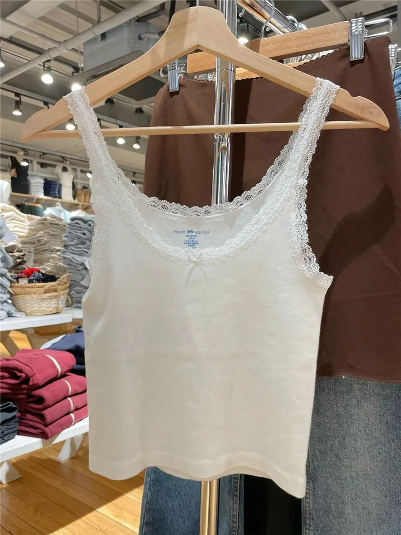 

Millennial Sexy Girl Pure Desire Summer New Knot Lace Vest Strap Women's Inner Short Top Korean Style Commute ...