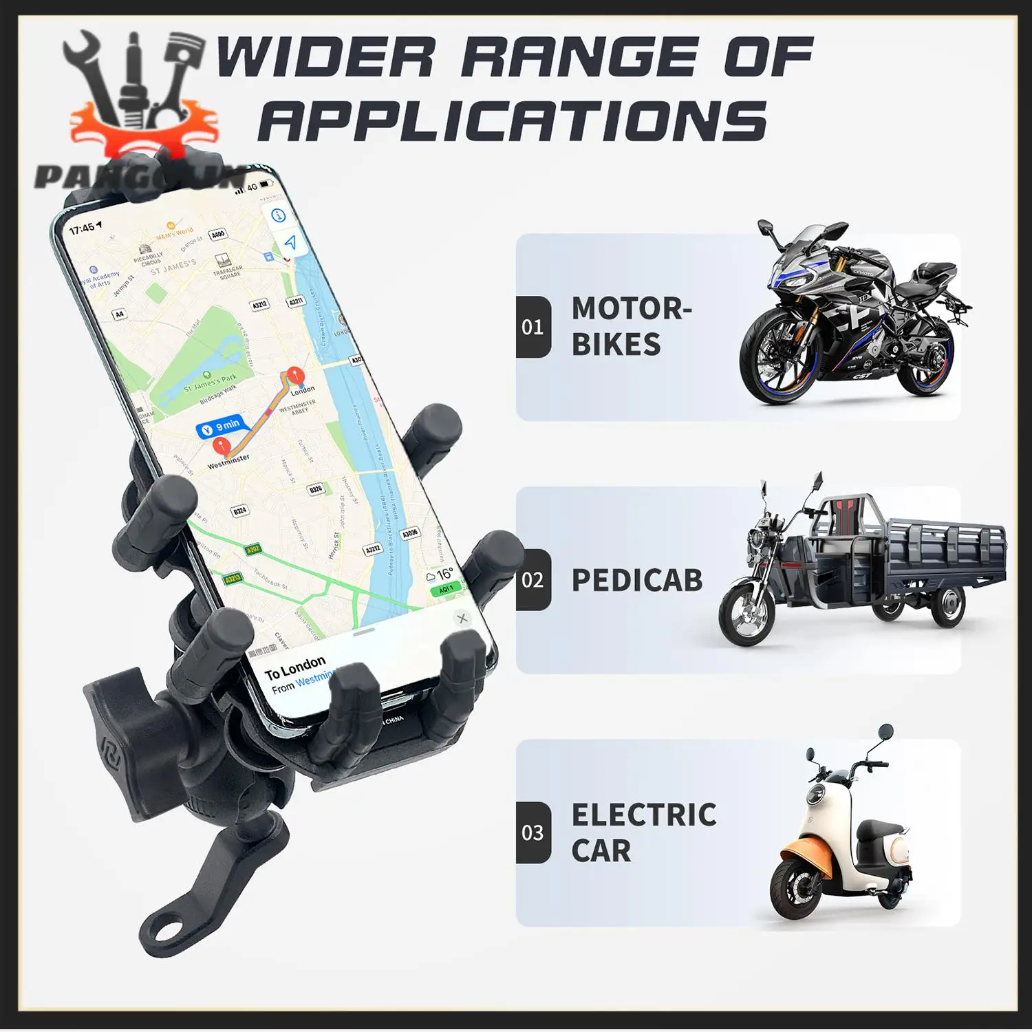 

Осьминог с амортизирующим держателем для телефона и зеркалом заднего вида, модель поворота на 360° ° Для мотоцикла велосипедный короткий зажим держатель телефона
