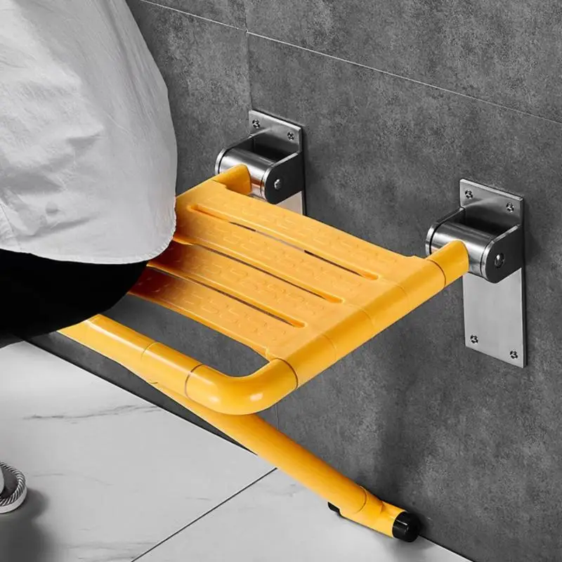 New 1 Set Shower Bath Non-slip Stairs Rest Folding Seat With Support Leg Bathroom Toilet Folding Bath Stool For Elderly Disabled