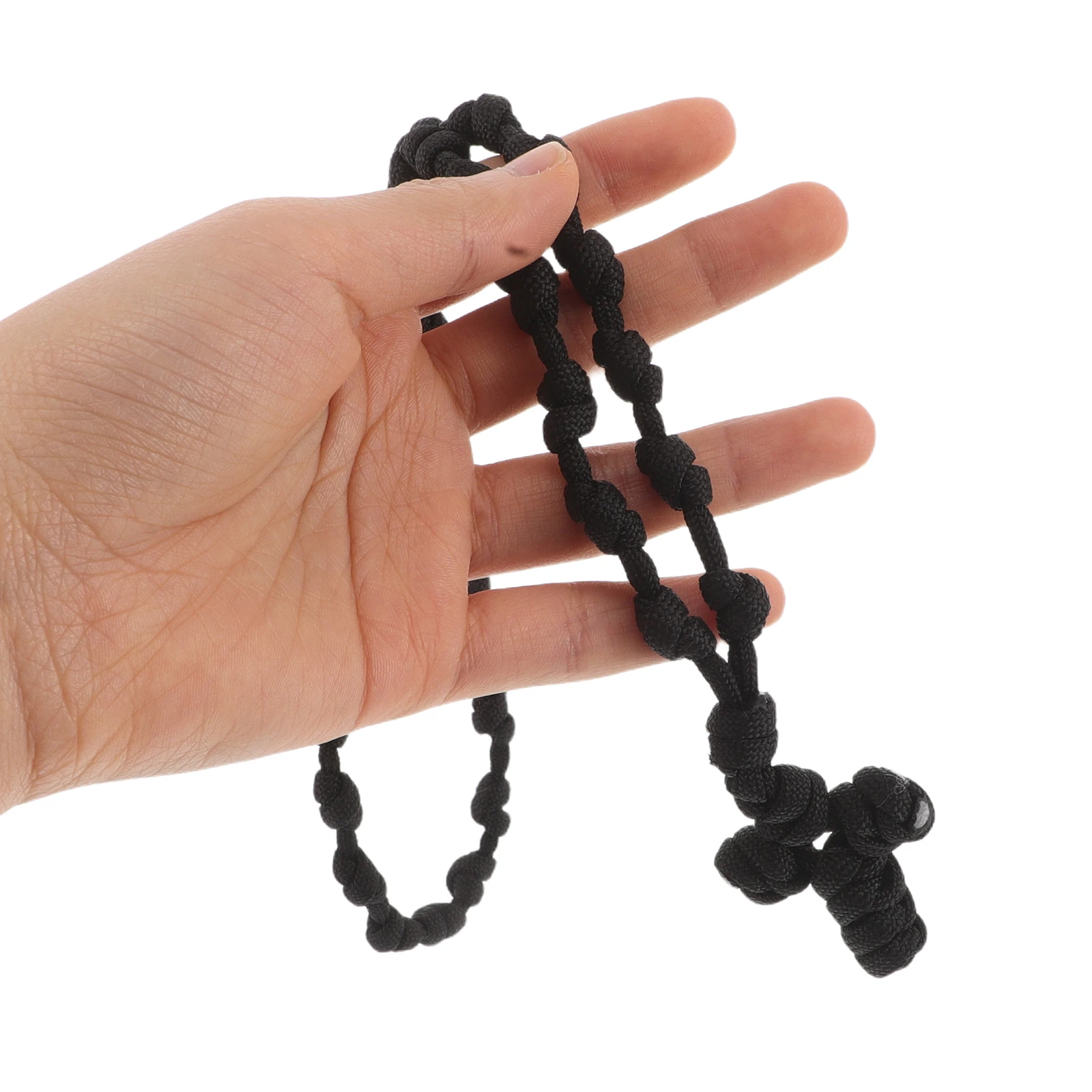 

Handwoven Braided Prayer Necklace Cross Pendant Durable Cord Religious Jewelry Men Women Cord Necklace Prayer Supplies