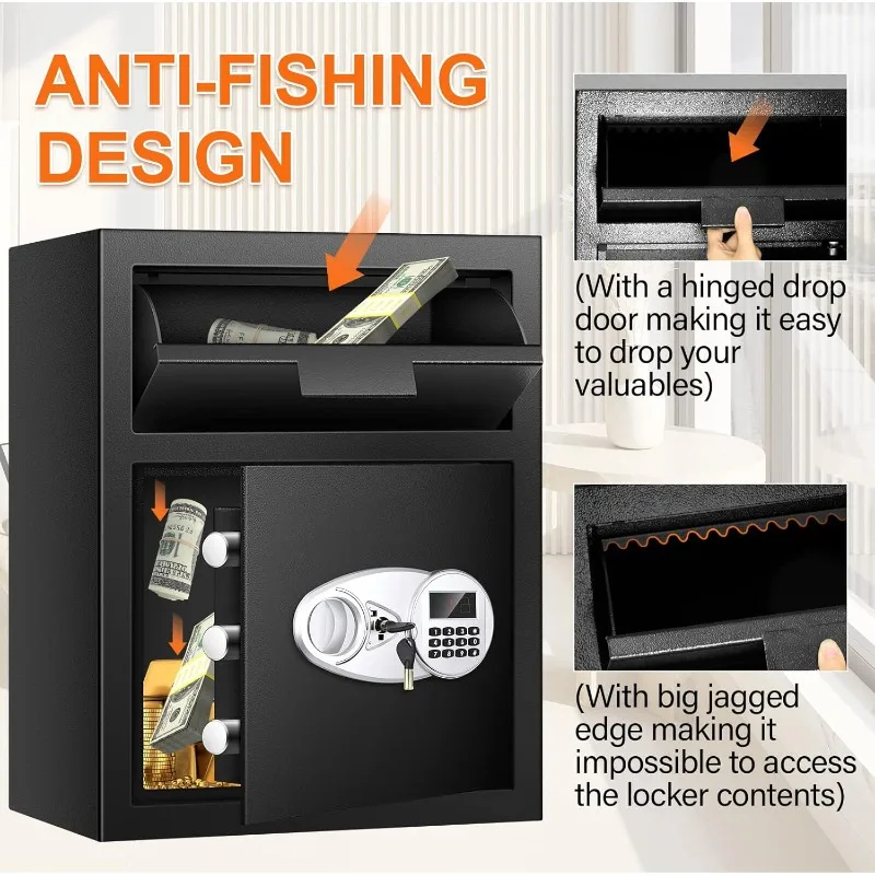 2.8 Cuft Depository Safe with Drop Slot Heavy Duty Money Drop Box with LED Display, Drop Safe for Business Mail Church