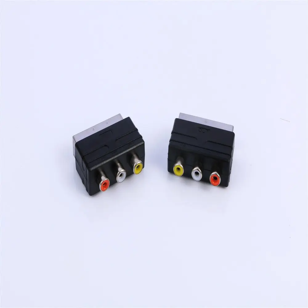 Hot 20 Pins SCART To 3 RCA Female Male Plug for TV DVD SCART Converter Adapter Audio Video Accessories Cable