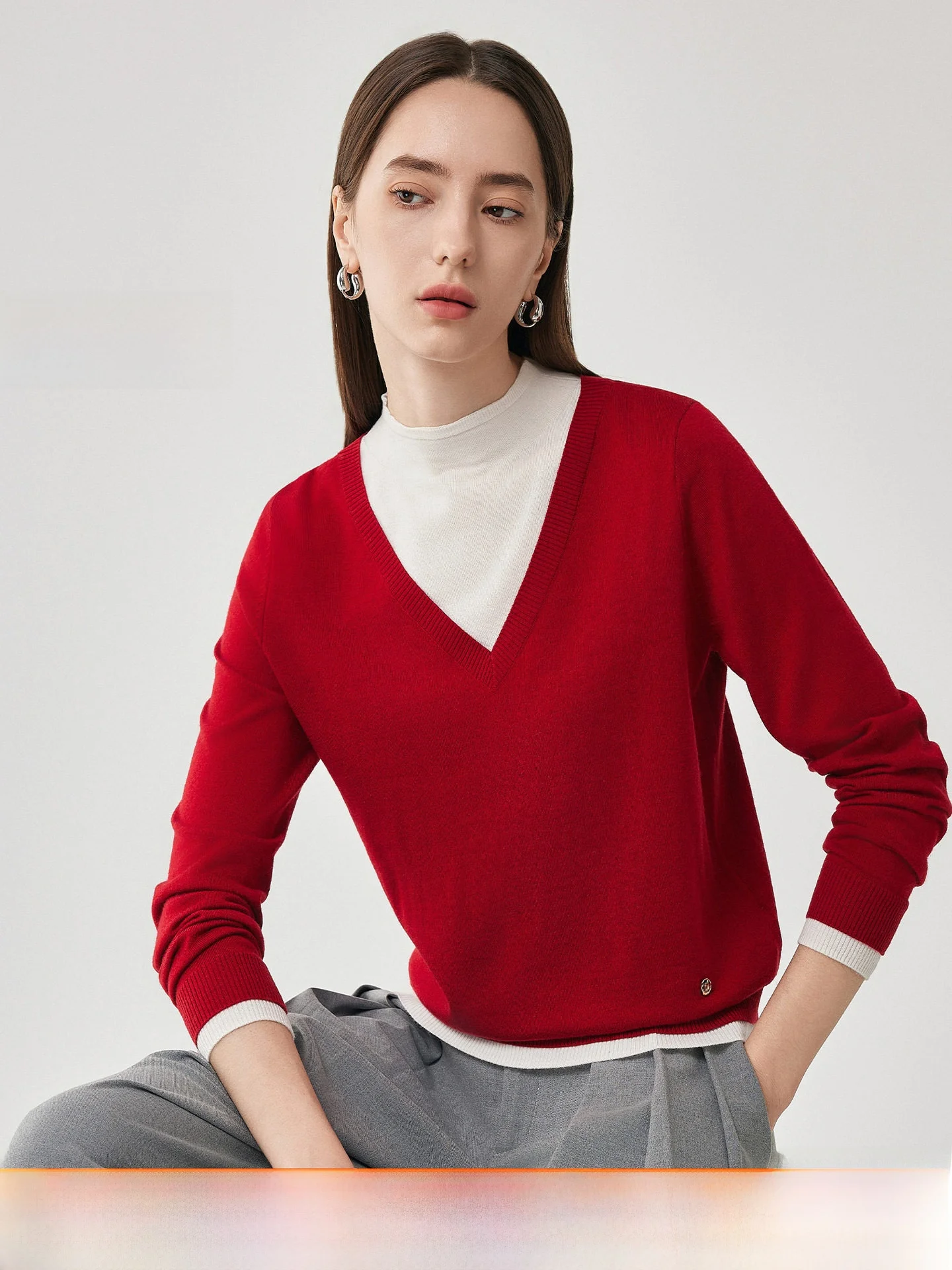 

Zhaojun, осенне-зимний новый вязаный свитер Sle Color Blo irt f, свитер с высоким воротником, женская трикотажная одежда для поездок на работу Sle Str...