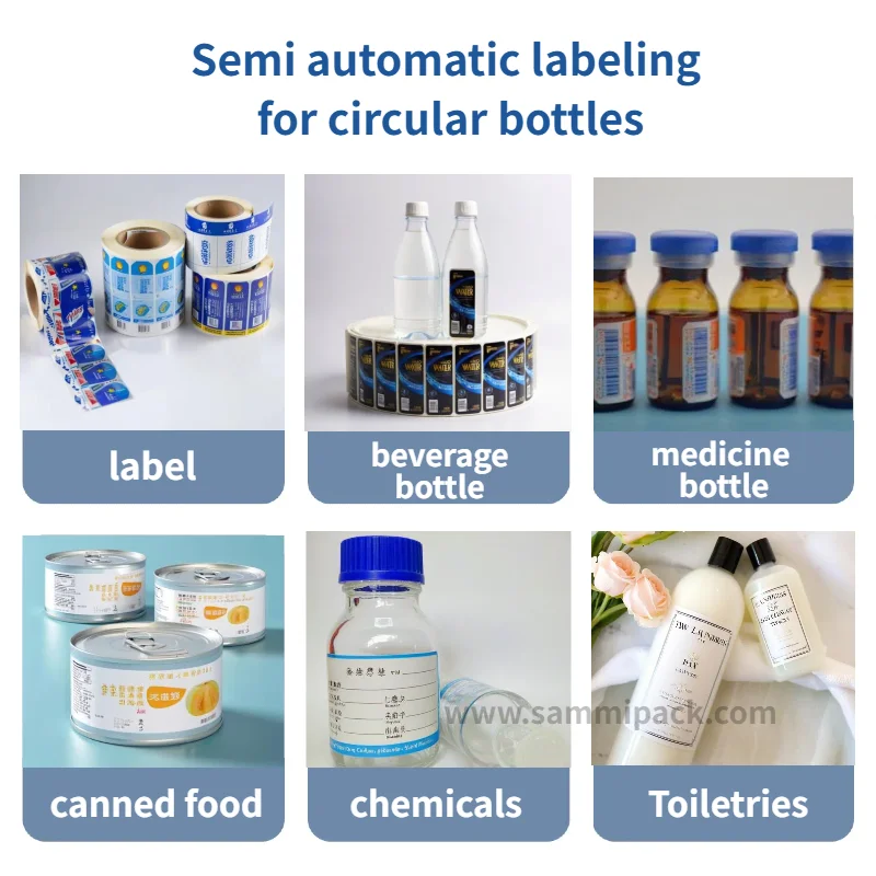 Commercial Water Round Bottle Labeler Labeling Machine Wholesale Price Can Sticker Vertical Wine Semi-automatic Round Bottle