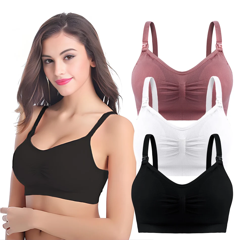 

3 Pcs/Pack Breathable Maternity Pregnant Bras Comfort Breastfeeding Sleep Bralette Women Wireless Seamless Nursing Underwear