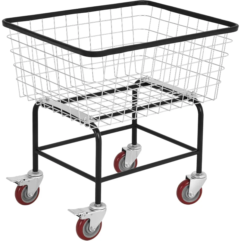 

YITAHOME Wire Laundry Cart 4.5 Bushel, Rolling Laundry Basket with Wheels, Metal Commercial Wire Laundries Basket Cart