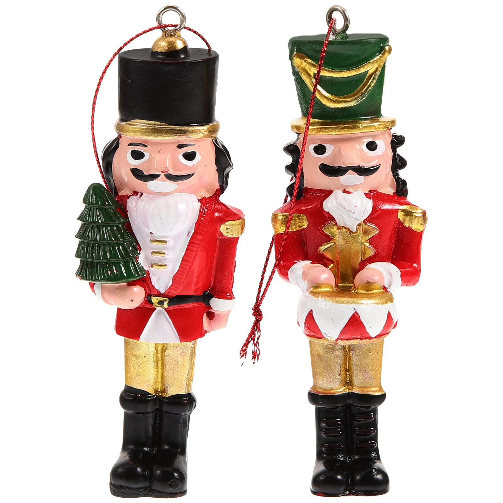 

2 Pcs Resin Soldier Pendant Nutcracker Figure Figurine Hanging Decorations Mini Wreath