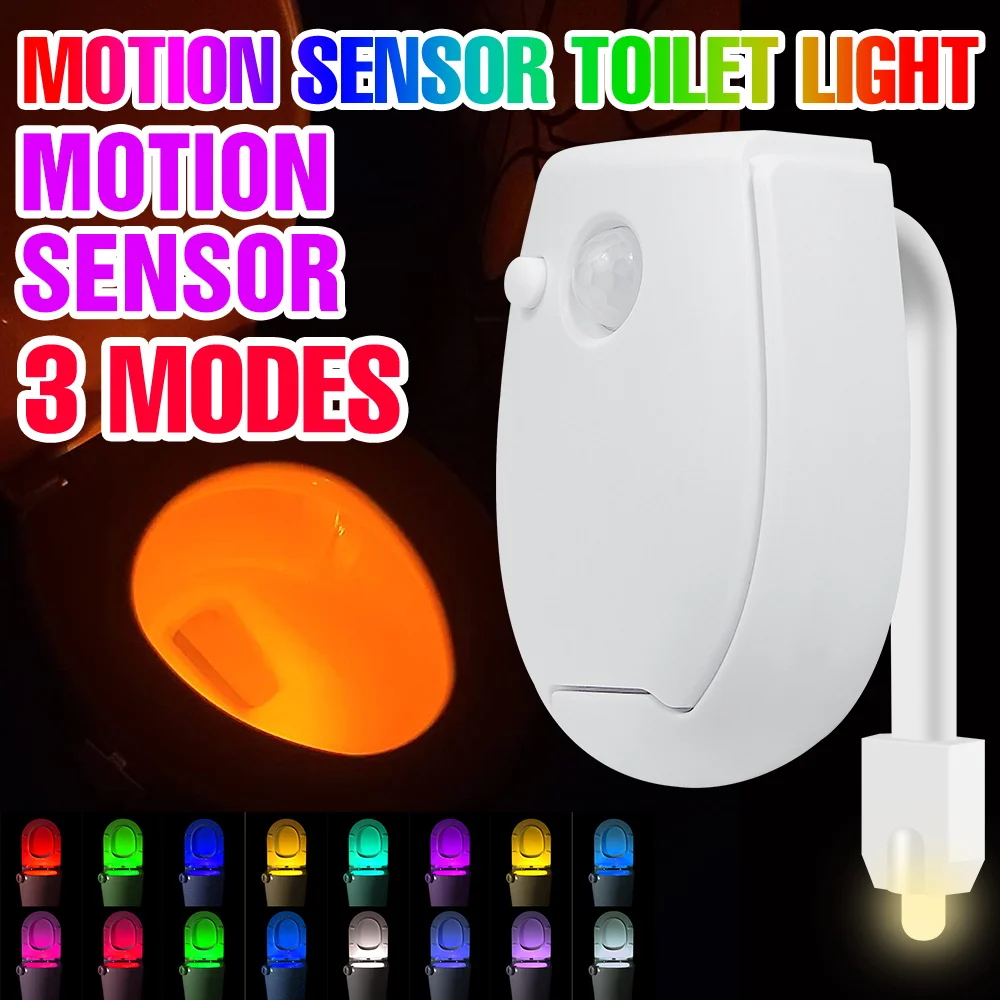 LED 7-Farben Toilettenlampe mit PIR-Bewegungssensor, Wasserdichtes Intelligentes WC-Sitz-Beleuchtungssystem, Atmosphärische Beleuchtung mit 3 Modi