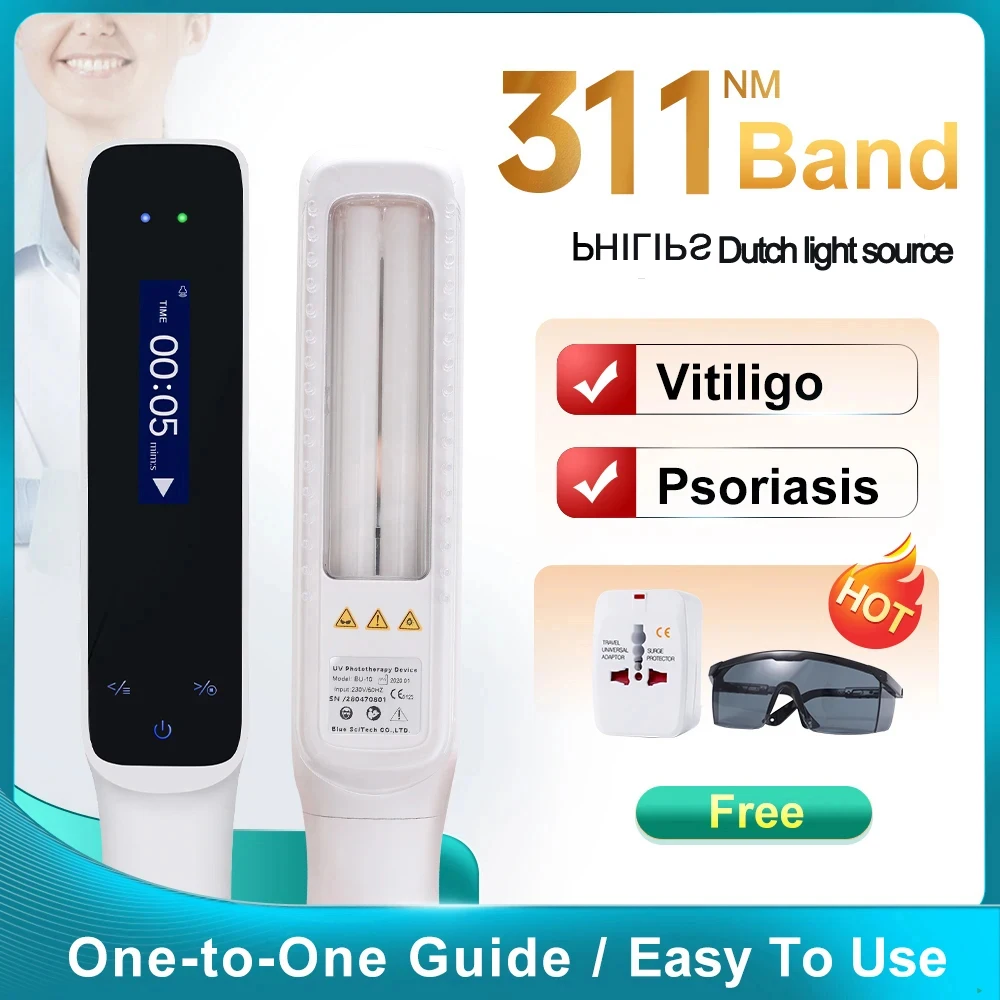 311nm Narrowband Ultraviolet UV Phototherapy Instrument UvB Lamp for Therapy Vitiligo Psoriasis Skin Treatment Light