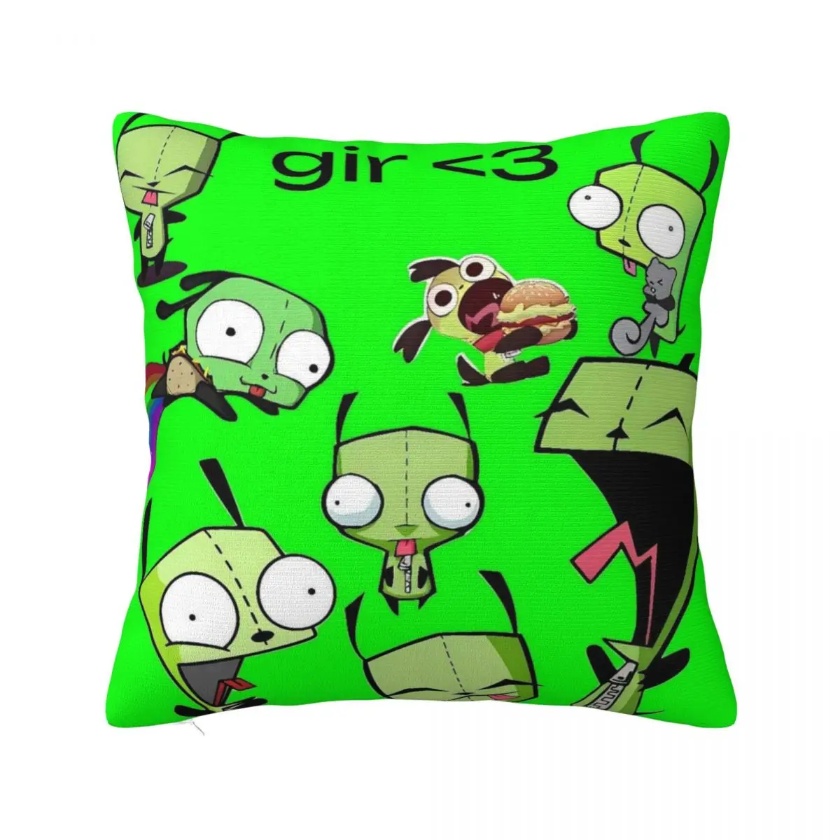Pillow Cover Invaders Zims Green Cute Custom DIY Cushion Cover Novelty Pillow Case For Office Car Home Decorative Pillowcases