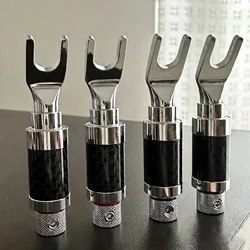 Y Spade Jack Fork Adapter Hifi Y Plug U/Y Spade Banana Plugs Speaker Cable Audio Connector Carbon Fiber Rhodium