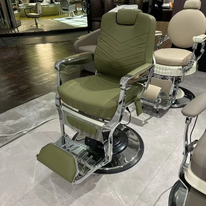 

Luxury Electric Barber Chair, Sturdy Construction, 360-degree Rotation, Hydraulic Height Adjustment, Leather Seat - Salon Barber