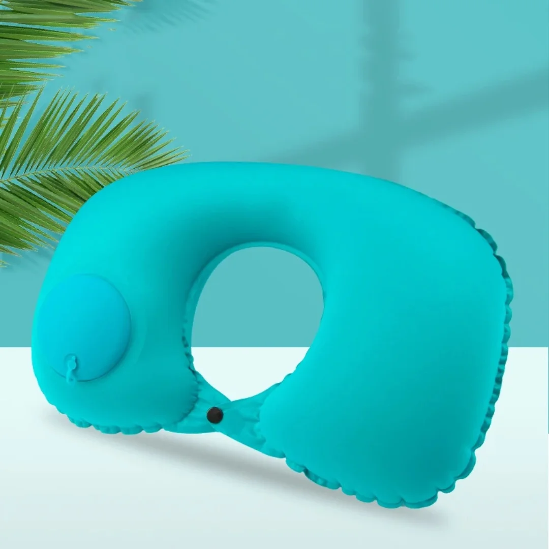 U 字型自動空気インフレータブル枕ネッククッションポータブル旅行ネックピロー屋外旅行クッションキャンプギア