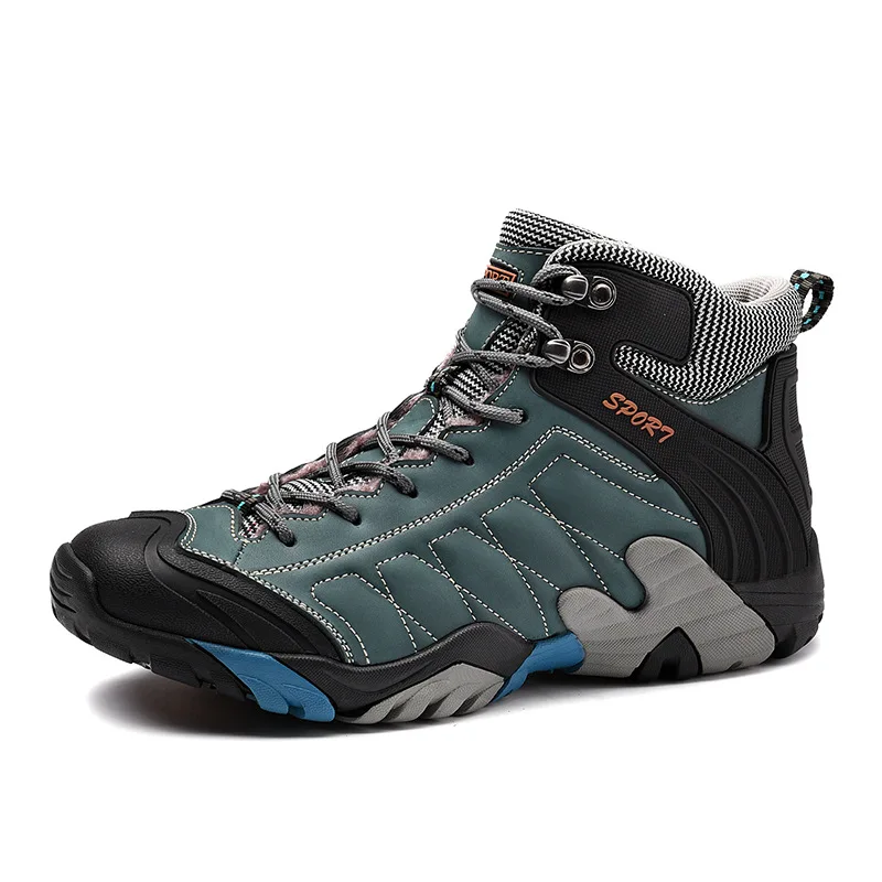Winter New Men's Casual High Top Outdoor Mountaineering Shoes with plush insulation and waterproof snow boots