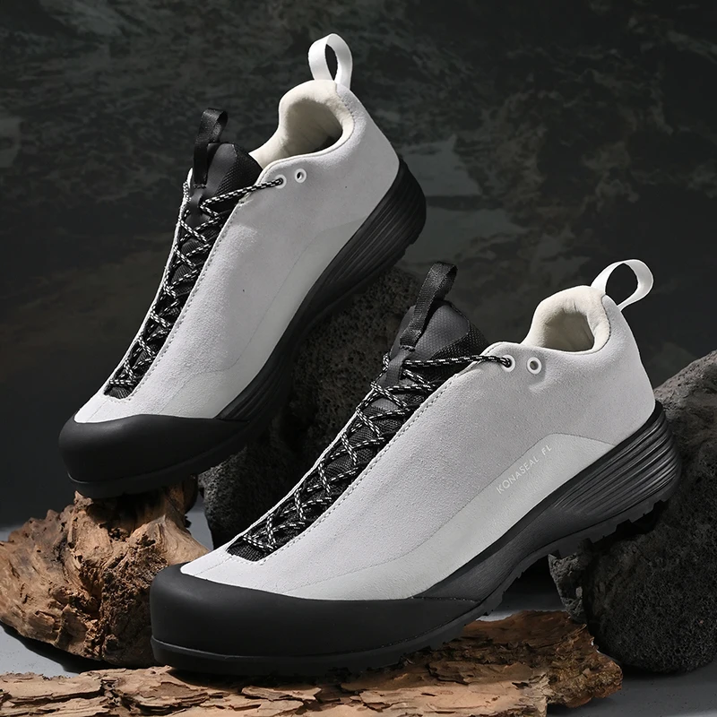 Men\'s Waterproof Leather Hiking Shoes Durable Outdoor Sport Men Trekking Leather Shoes Lace-Up Climbing Hunting Sneakers