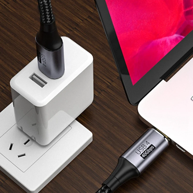 USB Full Function Data Cable 40G 100W Type C Data Cable Thunderbolt 3 High Speed Fast Charging Type-C Male To Male Cord