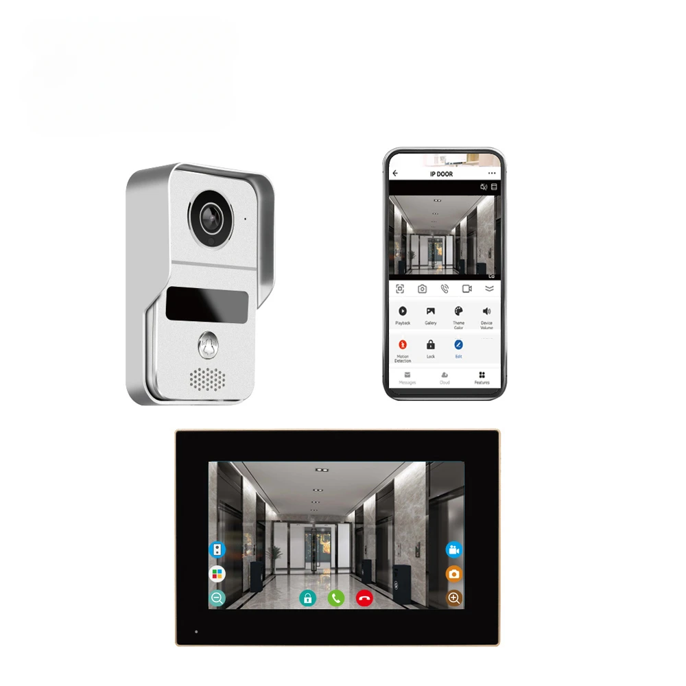 1080P Home Security Wireless Door Bell Camera Phone Intercom  Video Doorbell with Two-way Audio 7 Inch 10.1inch Touch Screen