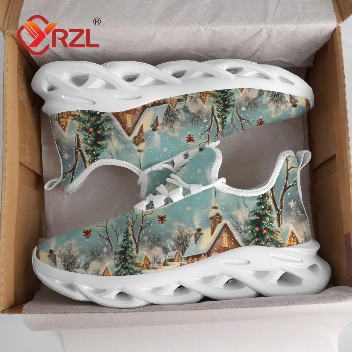 

YRZL Christmas Edition Slip On Sneakers for Men Comfortable Walking Shoes Anti Slip Wear Resistant Casual Athletic Sports Shoes
