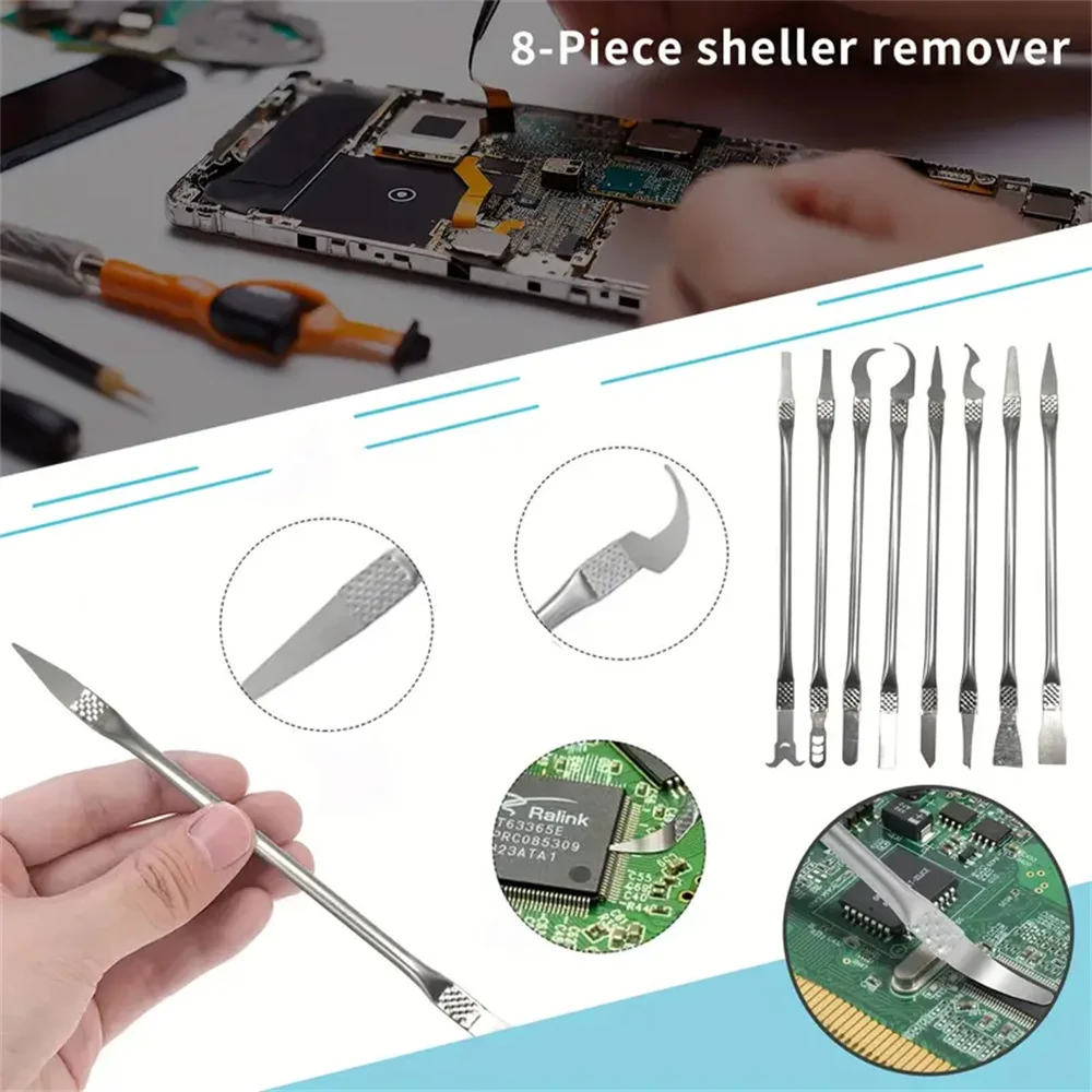 8-in-1 Mobile Phone LCD Chip Glue Removal Crowbar CPU Separation Glue Removal Knife Prying Disassembly Kits Repair Shell Removal